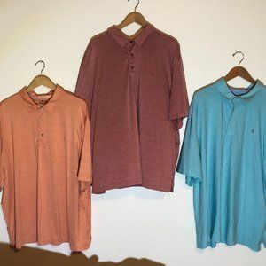 QTY 3 - Izod polos; solar red, red, Aqua 3XL